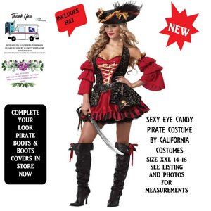 🆕Eye Candy Pirate  Sexy  Spanish Womens XXL14-16 Deluxe Cali Costume Set NIP!